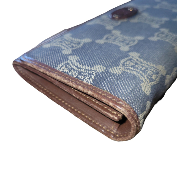 Celine Triomphe Vintage Macadam Denim and Leather Continental Wallet - Picture 7 of 13